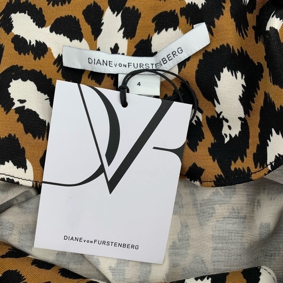 DVF Diane von Furstenberg Reina Spotted cat camel tunic dress leopard silk new 4 - Picture 5 of 6